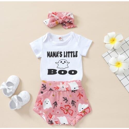 Children Baby Girls 3pcs Casual Clothes Set White Short Sleeve Romper Pink Bloomers and Headdress Infant Outwear Clothings