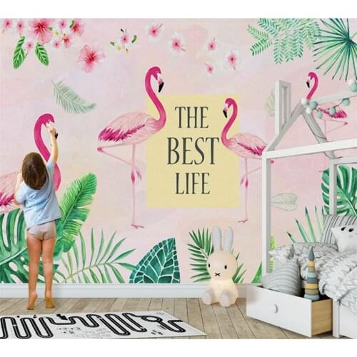 Custom wallpaper mural 3D-8D wall covering Nordic tropical rain forest flamingo living room TV background wall