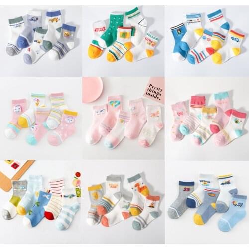 5 Pairs/lot Cute Baby Boy Girl Mesh Socks Spring Summer Breathbale Cotton Children Socks Infant Cartoon Middle Tube Sock