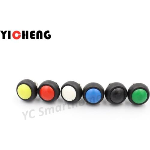 6Pcs PBS-33B push button switch 12MM small waterproof self-reset switch Round power lock-free reset switch spherical
