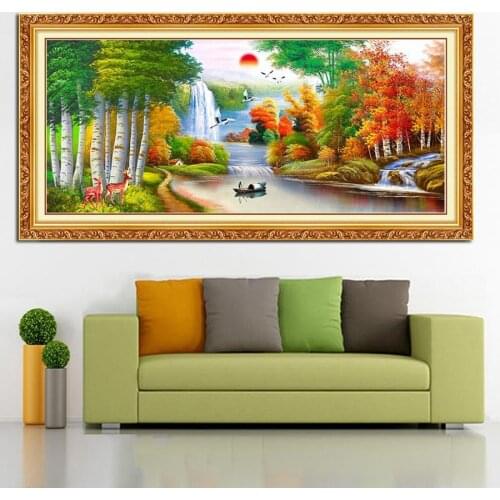 5d diy large diamond mosaic sunrise nature landscape waterfall diamond painting full square embroidery rhinestone art AA2442