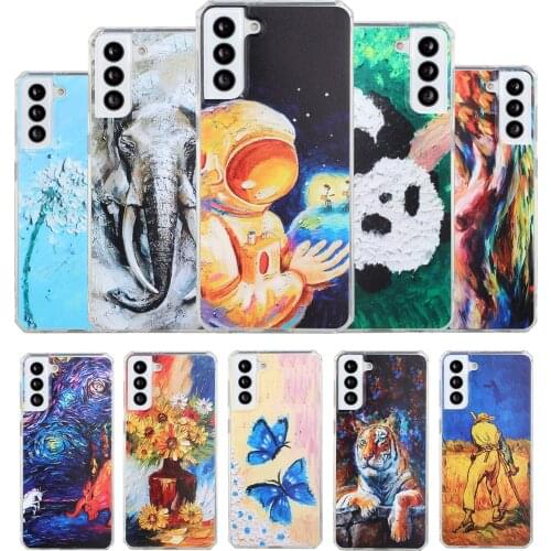 Retro Oil Painted TPU case for Samsung Galaxy S21 S20 FE S30 Ultra S10 Plus Note 8 9 20 10 Plus Lite Silicone Back Protect Cover