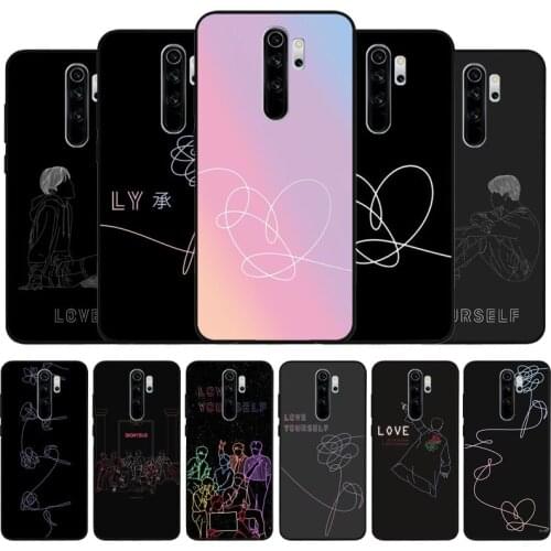 Love Yourself Art Black Silicone Phone Case For Mi10 Mi9T MiA2 MiA3 Mi11 Pro Lite Ultra Redmi Note 6 7 8 8T 9 9S 9ProMax Cover