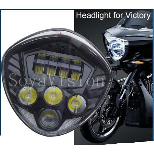 60W Motorcycle LED Headlight Black Hi Lo Beam Polaris for Victory Cross Country