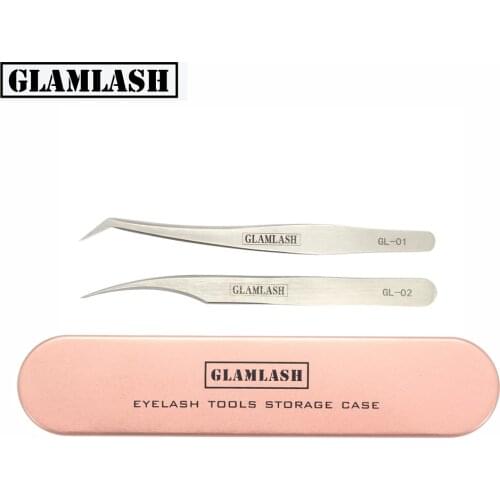 GLAMLASH Tinplate GL-01 GL-02 Tweezer Case Rose Gold/Silver Storage Box Makeup Tools 3 in 1