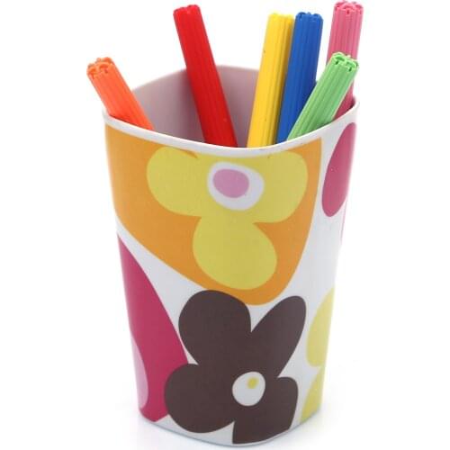 HK5009KP2-K SIA Pencil Holder Red Daisy Patterned Office Gadget 7x7x11cm 300ml