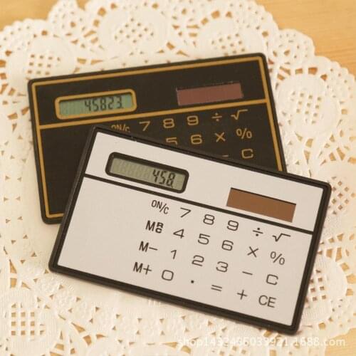 Calculator Ultra Thin Mini Credit Card Sized 8-Digit Portable Solar Powered Pocket Calculator
