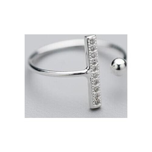 100% 925 Sterling Silver Fashion Stick CZ And Ball Cocktail Ring Sizable 5 6 7 Girls Women Teens Gift Jewelry