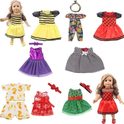 9 Set Doll Dresses & Suits Suitable For Summer For 18 Inch &New Born Baby Generation Birthday Girls Toy Gifts
