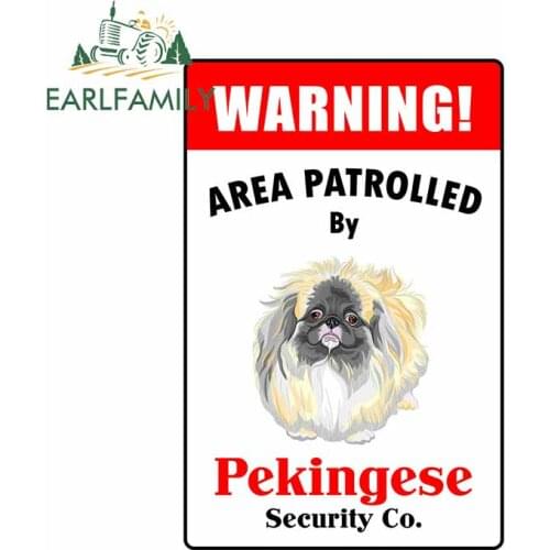 EARLFAMILY 13cm x 8.6cm for Patrolled By Pekingese Waterproof Anime Car Stickers Bumper Window Decal Refrigerator Car Styling
