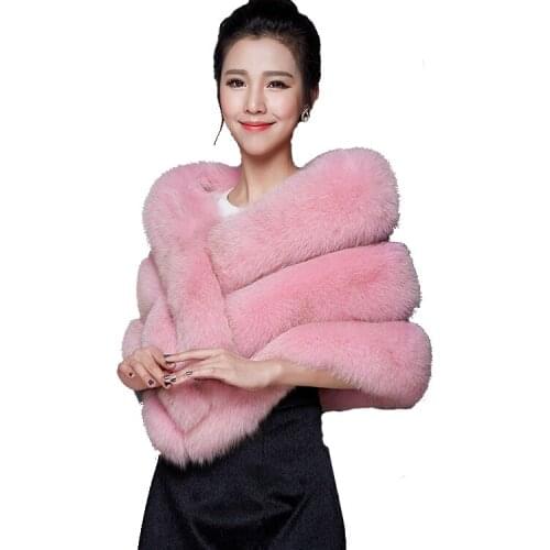 New Winter Faux Fur Coats luxury fox fur imitation mink fur poncho bridal wedding dress shawl cape women cloak fur shrug