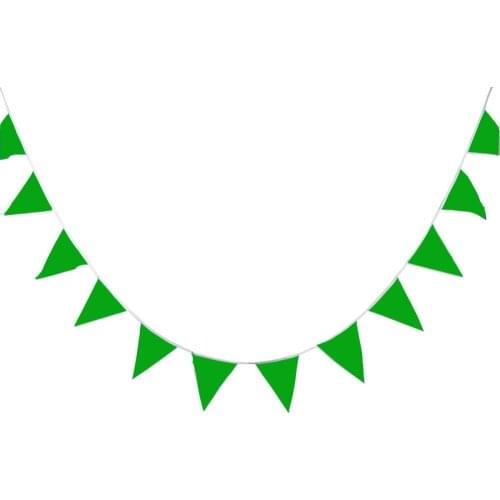 New High quality Pure Green Flags Birthday Stain Silk Bunting Banners Pennant Baby Shower Wedding Garland Flags Party Decoration