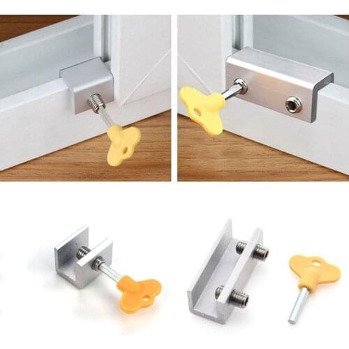 1pc Door and window limiter Plastic key window lock Protecting Safety Security Window Lock Safety Lock Window Stopper Protection