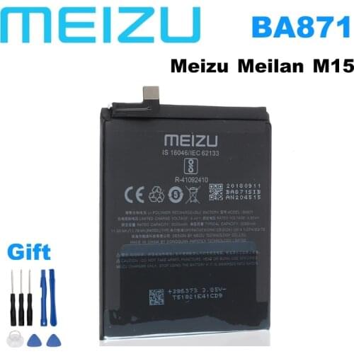 Meizu BA871 3060mAh Original Battery For Meizu Meilan M15 Smartphone Latest Production High Quality Battery+ Free Tools