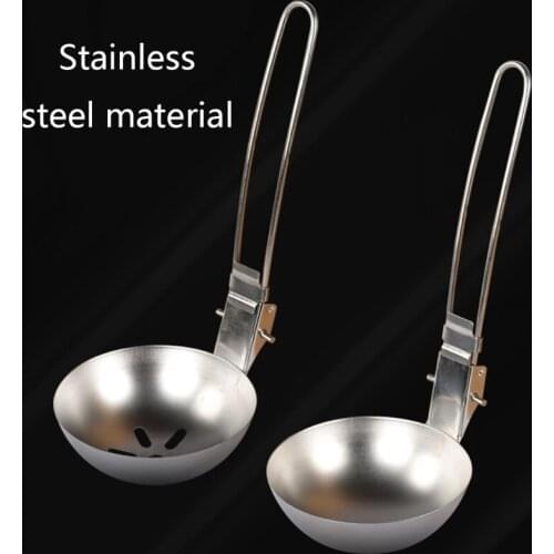 Camping Cooking Utensils Folding Soup Spoon Skimmer Colander Spoon Stainless Steel Kitchen Cooking Baking Tableware