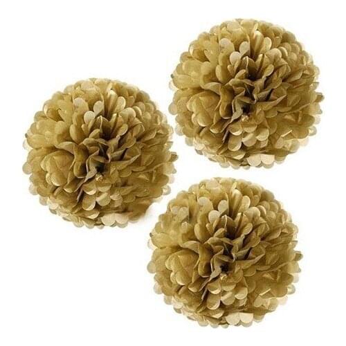Pandoli 3'Lü Gold Color Onionskin Paper Pompom Flower Vine Decoration 35 Cm party material