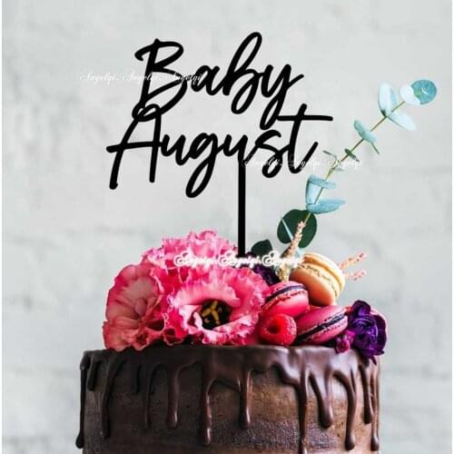 Custom Baby Name Cake Topper Personalized Wooden Babys Birthday Gift Cake Topper Baby Shower Party Decoration