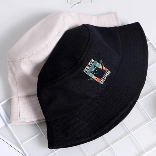 Pew Pew Madafakas Black Cat Beach Sun Hat Street Casual Cartoon Fisherman Hats Unisex Outdoor Bucket Caps Summer New Panama Cap