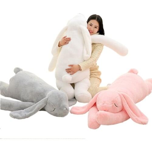 90/120cm Lovely Giant Long Arm Bunny Plush Pillow Soft Cartoon Big Ear Rabbit Plush Toy Stuffed Big Cushion Girl Gift Xmas Party