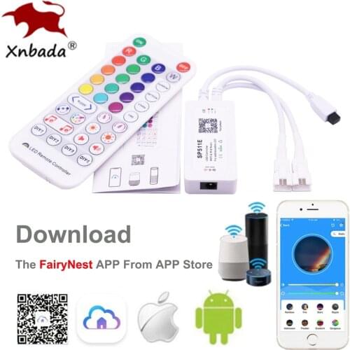 SP511E WiFi Music LED Controller For WS2812b WS2811 Addressable Pixel RGB LED Strip Dual Output Alexa Smart Voice APP Control