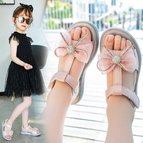 Girls Princess Sandals Childrens Sandals Soft Bottom Crystal Bow Girls Shoes Shoes Woman Sandals Women Shoes Girls' Sandals