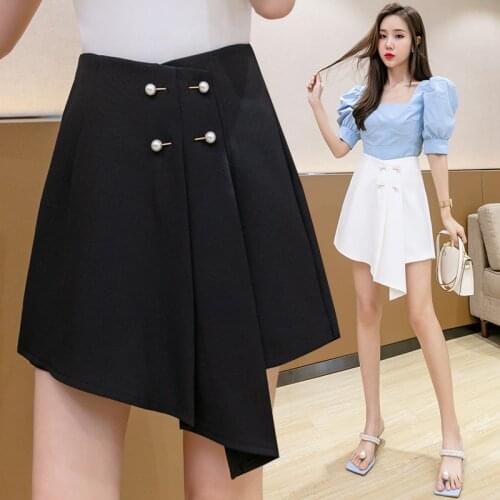 High waist temperament shorts skrits womens culottes fashion women clothes streetwear irregular woman shorts beading short femme