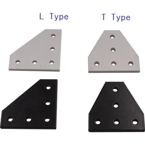 BLACK/SILVER 5 Holes 90 Degree Joint Board Plate Corner Angle Bracket Connection Joint Strip For 15 20 30 40 EU Aluminum Profile