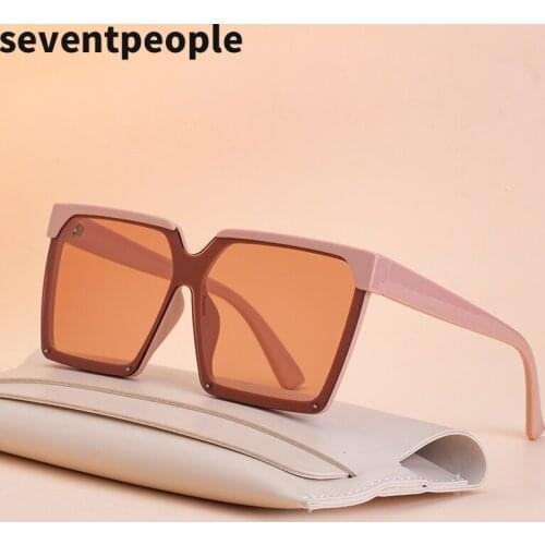 Fashion Oversized Square Sunglasses Women 2020 Luxury Brand Designer Trendy One-Piece Semi-Rimless Sun Glasses For Men UV400