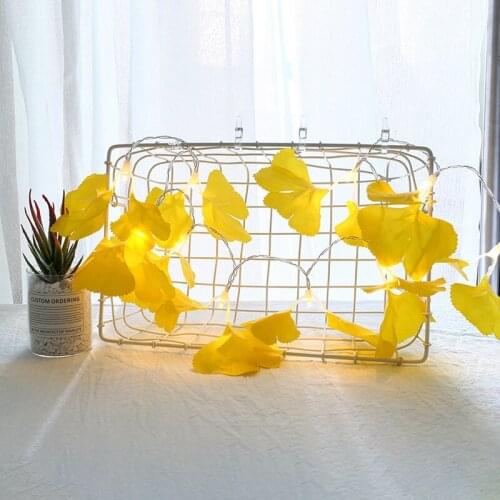 LED Copper Wire Imitation Apricot Leaf Lamp String Outdoor Courtyard Festival Party Decoration