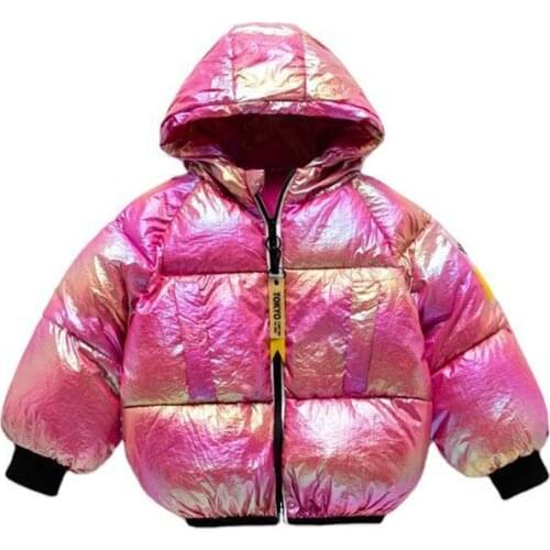 Thicken Velvet Warm Girls Jacket Winter Cotton Colorful Bright Leather Explosion Down Cotton Thickened Bread Cotton Jacket