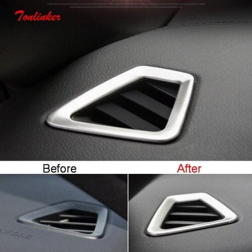 Tonlinker Interior Dashboard Small Outlet Covers stickers for VOLVO XC60 2018-20 Car Styling 2Pcs Stainless steel Cover stickers