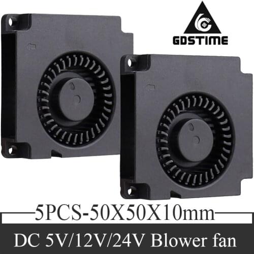 5 Piece/Lot Gdstime 50x50x10mm DC 5V 12V 24V Exhaust Brushless 50mm 3d Printer Cooler Fan 5cm 50mmx10mm Turbo Blower Fan 2PIN