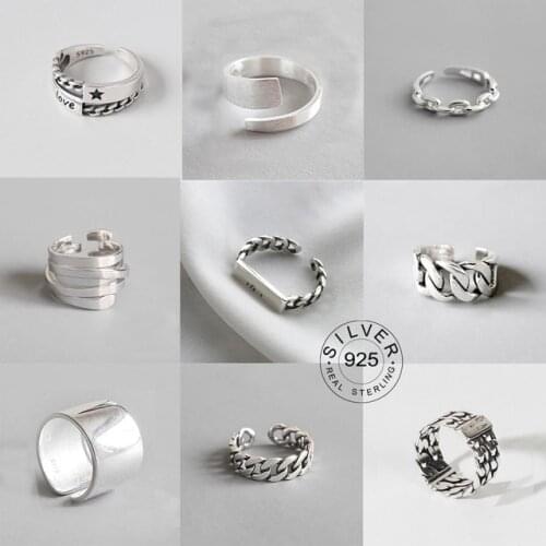 Vintage Silver Color Metal Punk Letter Open Rings Design Finger Rings for Women men Party Jewelry Gifts