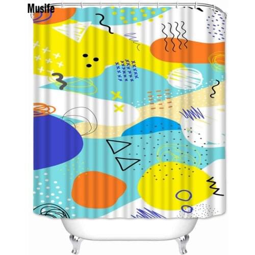 Musife Custom High Quality Art Abstract Print Shower Curtain Waterproof Bathroom Polyester Fabric Bathroom Curtain