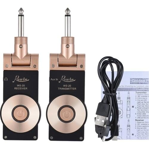 WS-20 2.4G Wireless Guitar Transmitter System Rechargeable Electric Guitar Transmitter Receiver Set 30 Meters Transmission Range