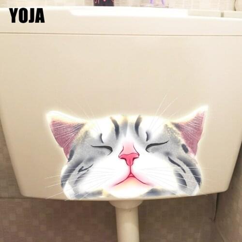 YOJA 23.3×15CM Cartoon Cat Avatar Creative Toilet Decoraiton Home Room Wall Stickers T1-2504
