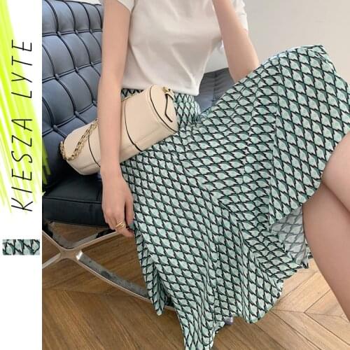2020 new summer skirt retro plaid high waisted slim mid length A line skirt office lady fashion female boho beach faldas mujer