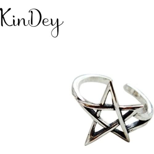 Korean Silver Color Star David Rings For Women Engagement Jewelry Girls Open Antique Finger Rings