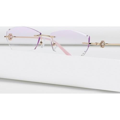 ZIROSAT 52018 Alloy Rimless Diamond Cutting Woman Glasses Frame Optical Prescription Eyeglasses Woman Eyewear Fashion