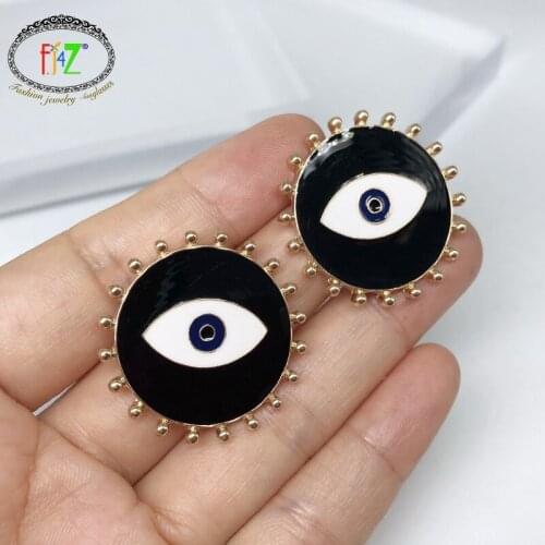 F.J4Z New 2019 Stud Earrings for Woman Fashion Vintage Enamel Round Eye Earrings Girls Big Earring Jewelry Gifts Dropship
