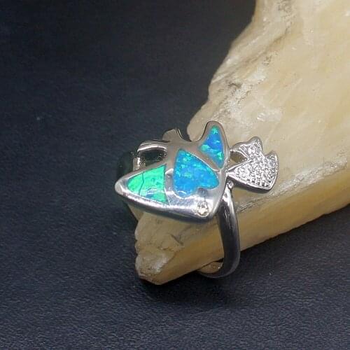 Hermosa Natural Blue Opal Rare Stylish Genuine 925 Silver Band Ring Wedding Engagement Gifts for Women Size 8# 20214378