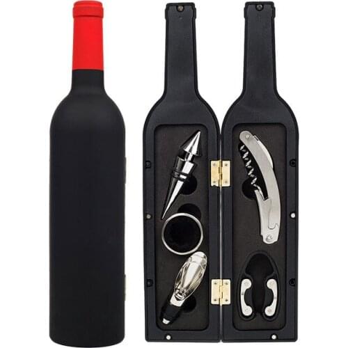 1 Set 3pcs/5pcs Wine Bottle Corkscrew Set Tool Bottle-Shaped Holder Bottle Opener Gift SCIE999