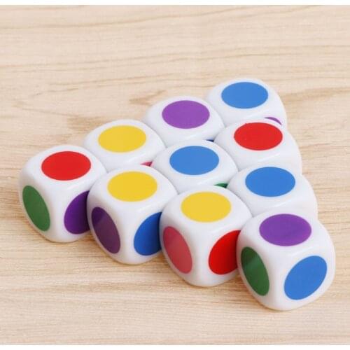 10 Pcs/set 15mm Multicolor Acrylic Cube Dice Beads Six Sides Color Dice Portable Table Games Toy