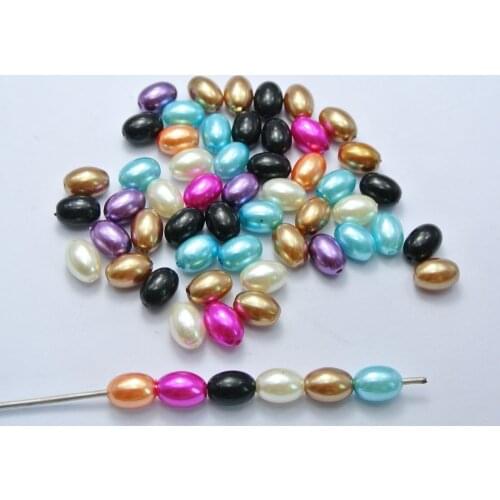 100 Mixed Color Plastic Faux Pearl Oval Beads 8X10mm Imitation Pearl