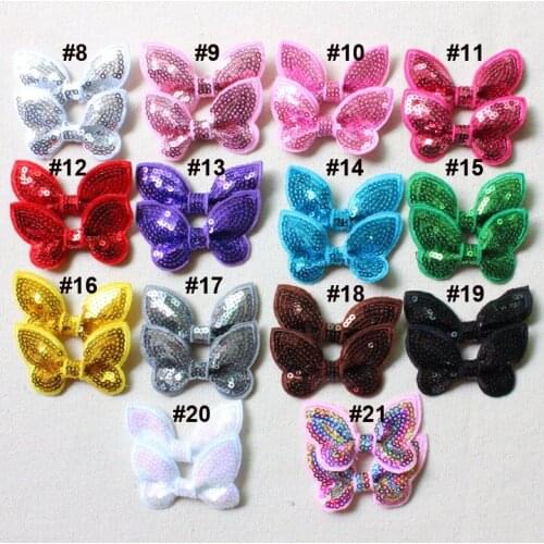 100pcs/lot 2" neon sequin bows butterfly sequin bows for hair accessories newborn children hair bows 21colors all have stock