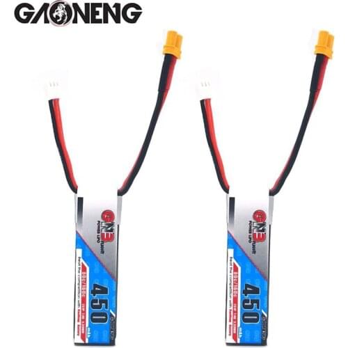 2PCS GaoNeng 450mAh 2S 7.4V 80C/160C Slender Lipo battery with XT30 Plug for FPV Racing Drone RC Quadcopter VS Tattu 450mAh 2S