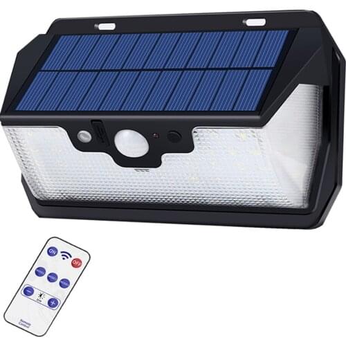 55 Led-Solar-Wall-Light Remote-Control Motion-Sensor Yard Street Outdoor Three-Modes 3 side Lighting