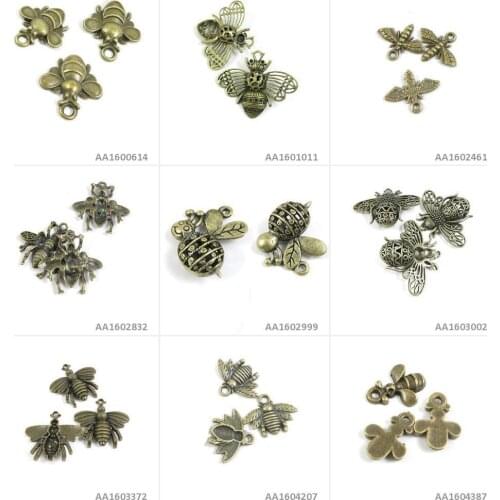 Antique Bronze Tone Jewelry Making Charms Bees Hollow Bee Bracelet Pendant Necklace