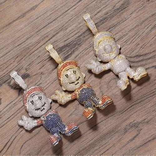 Large Size High Quality Brass CZ stones pendant Hip hop Necklace Jewelry Bling Bling Iced Out CN043