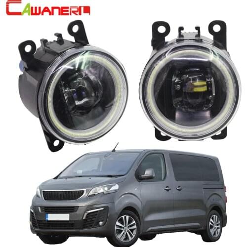Cawanerl For Peugeot Traveller 2016-2018 Car H11 LED Bulb Front Fog Light 4000LM Angel Eye DRL Daytime Running Light 12V